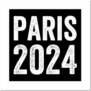 Paris 2024 - Text Style White Font Posters and Art